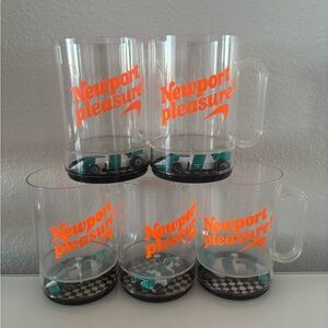 Newport Pleasure Plastic Mug Cup with Diecast Indy Race Car Bottom Cigarettes